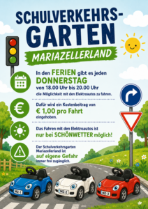 Plakat mit den Informationen zum Schulverkehrsgarten